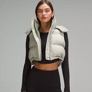 NWOT Lululemon Wunder Puff Super-Cropped Vest in Heathered Raw Linen Size 6